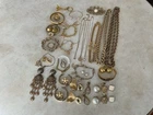 Gold Tone Vintage Costume Jewelry Lot Necklaces Earrings BraceletsBrooch +