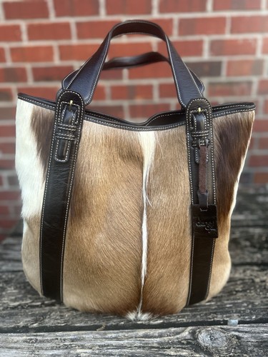 Diane Gail African Springbok Antelope Fur Tote Shoulder Bag Leather Handles