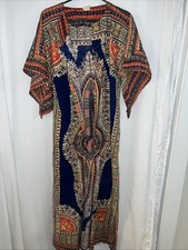 Vintage 60s 70s Dashiki Style Kaftan Open Dress Shawl Duster