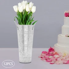 9 Inch 12 Pcs Silver Metal Flower Buckets Wedding Flower Display Flower Buckets