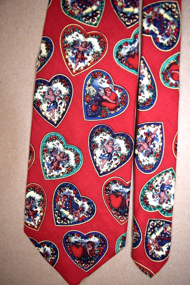 Corbata de cuello de colección años 60 70 Talbott para Nordstrom Cherub Hearts corbata de seda 56" x 3,75" Foto 2 de 4