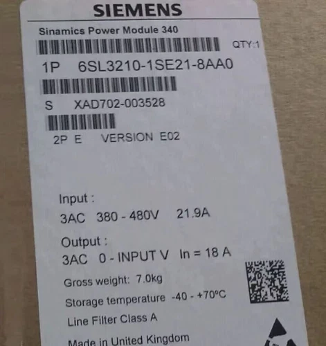 6SL3 210-1SE21-8AA0 New SIEMENS 6SL3210-1SE21-8AA0 S120 C0nverter P0wer M0dule