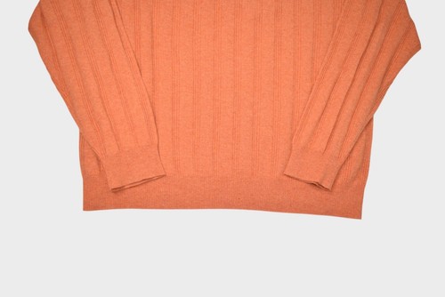 Tasso Elba Sweater Mens XL Cashmere V Neck Ribbed Pullover Orange Jumper - Picture 2 of 7