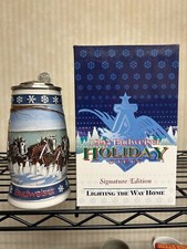 Budweiser 1995 Lidded Holiday Stein Signature Series "Lighting The Way Home"