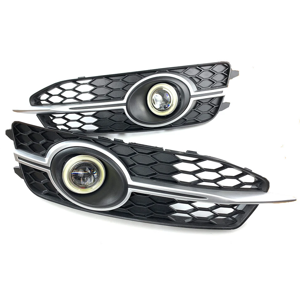 LED Fog Lights Halo Rings Projector Lens Assembled Bumper Cover For Audi S6 - Image 4 of 4