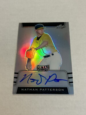2019 LEAF METAL DRAFT NATHAN PATTERSON 46/50 SILVER ON CARD AUTO ATHLETICS 