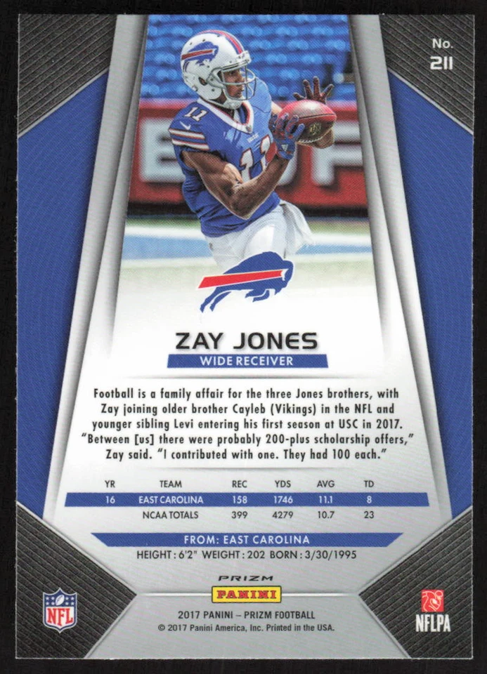 2017 Panini Prizm Red SP Rookie #211 Zay Jones Buffalo Bills - Image 2 of 2