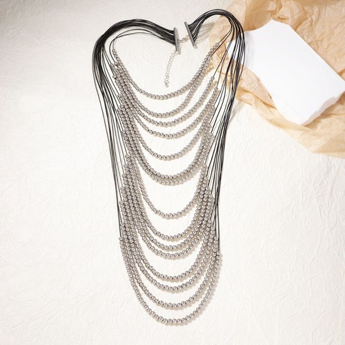 Exaggerated Beaded Waterfall Necklace Wedding Jewelry - Picture 3 of 14