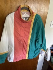 Vintage Izzi 90s Colorblock Jacket Womens Bright Pastel Coat Approx Xl-xxl