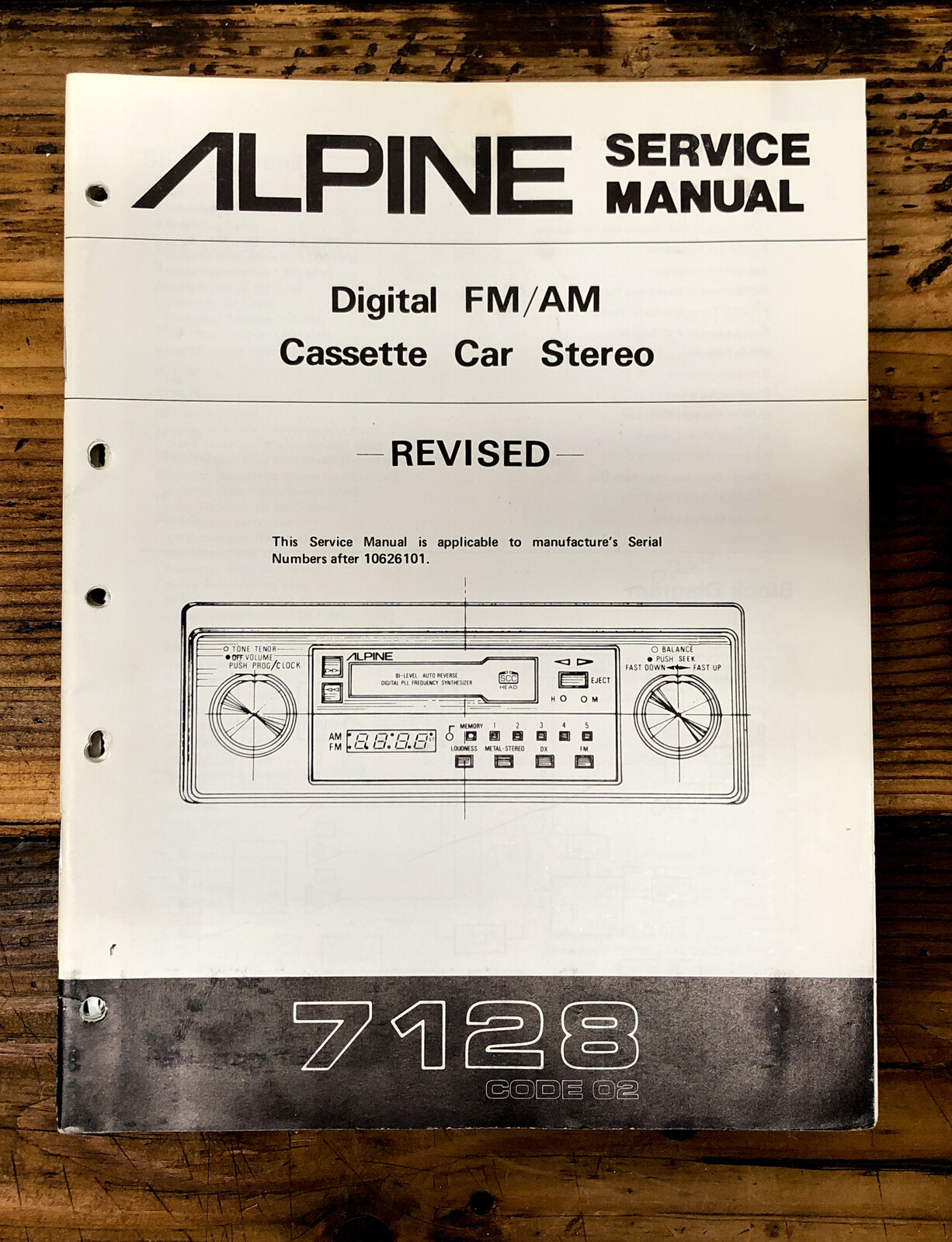 Alpine Model 7128 Car Radio / Cassette Revised Service Manual *Original ...