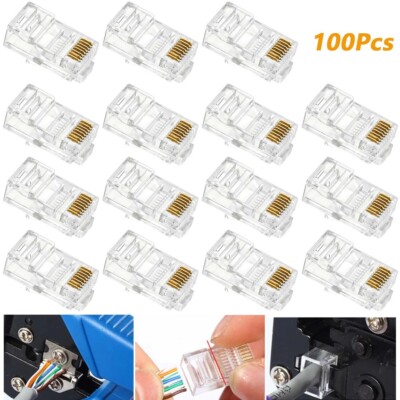 RJ45 Stecker - Cat5e Cat6 Netzwerk LAN Ethernet Patchkabel 100 Stück