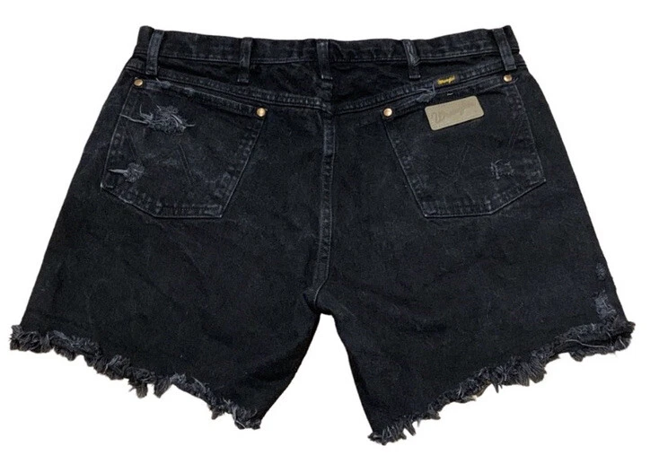 Pantalones Cortos Unisex Vintage Wrangler High Rise Reelaborados Corte, Talla 38 Foto 2 de 4