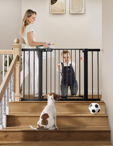 75-117Cm Stair Gate for Baby, Auto Close Dog Gates Indoor with Green/Red Sign, P - Picture 8 of 12
