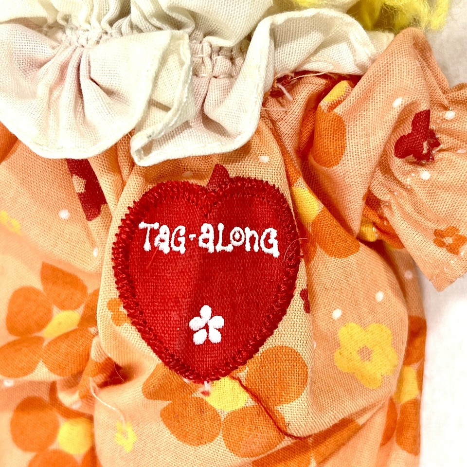 Knickerbocker Tag Along Clown Plush 1978 Orange Suit Yellow Yarn Hair