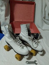 Vtg Women's Chicago Roller Skates Size 8 W/58mm Krypto Wheels Metal Storage Case