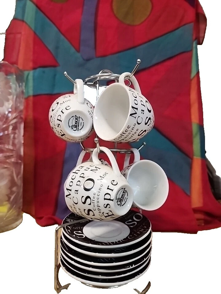 Черные чашки и блюдца Gibson