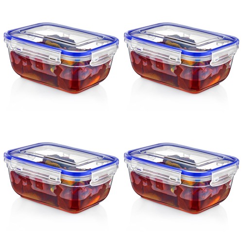 4 x 800ML Airtight Food Storage Containers-Clip-Seal Lock with lids & BPA Free - Picture 2 of 2