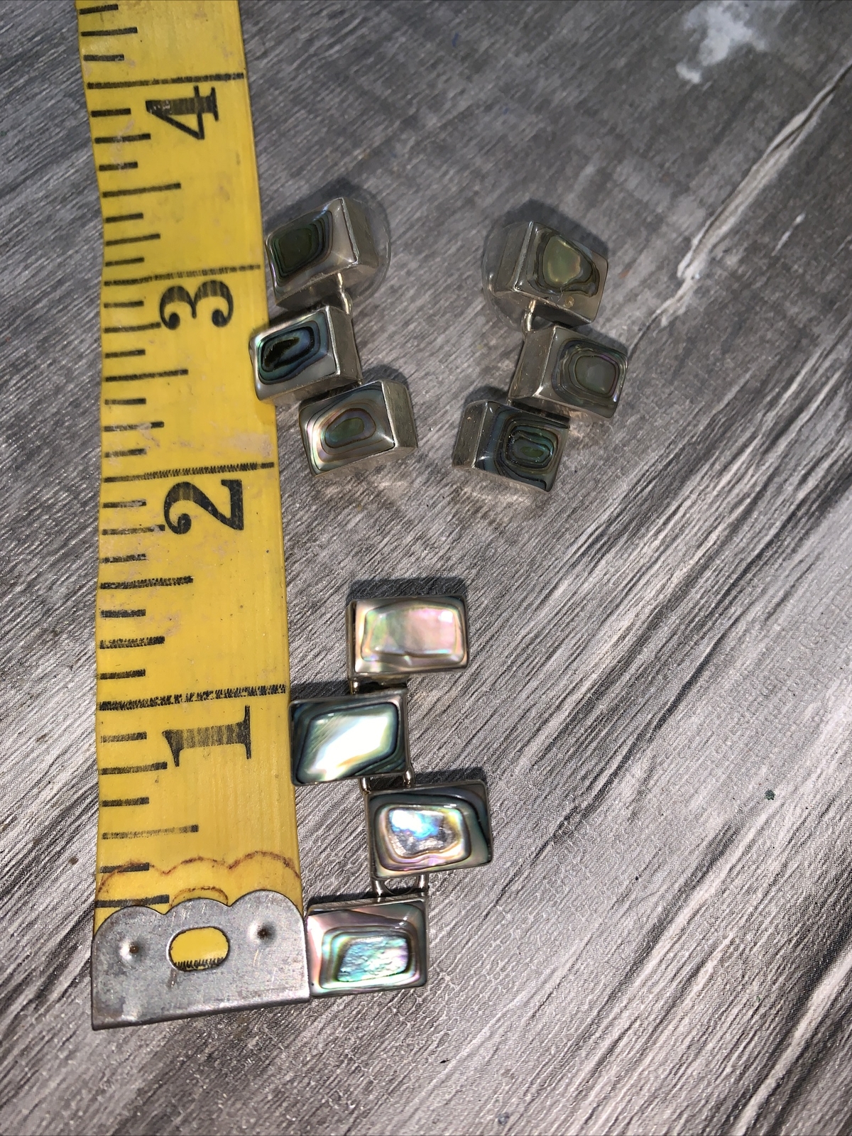 Abalone Shell rectangle earring/pendant SET Mexic… - image 1