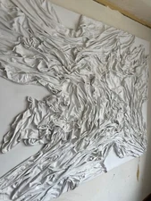 Fabric art work, original art, white texture 3D, canvas art, modern art, draped