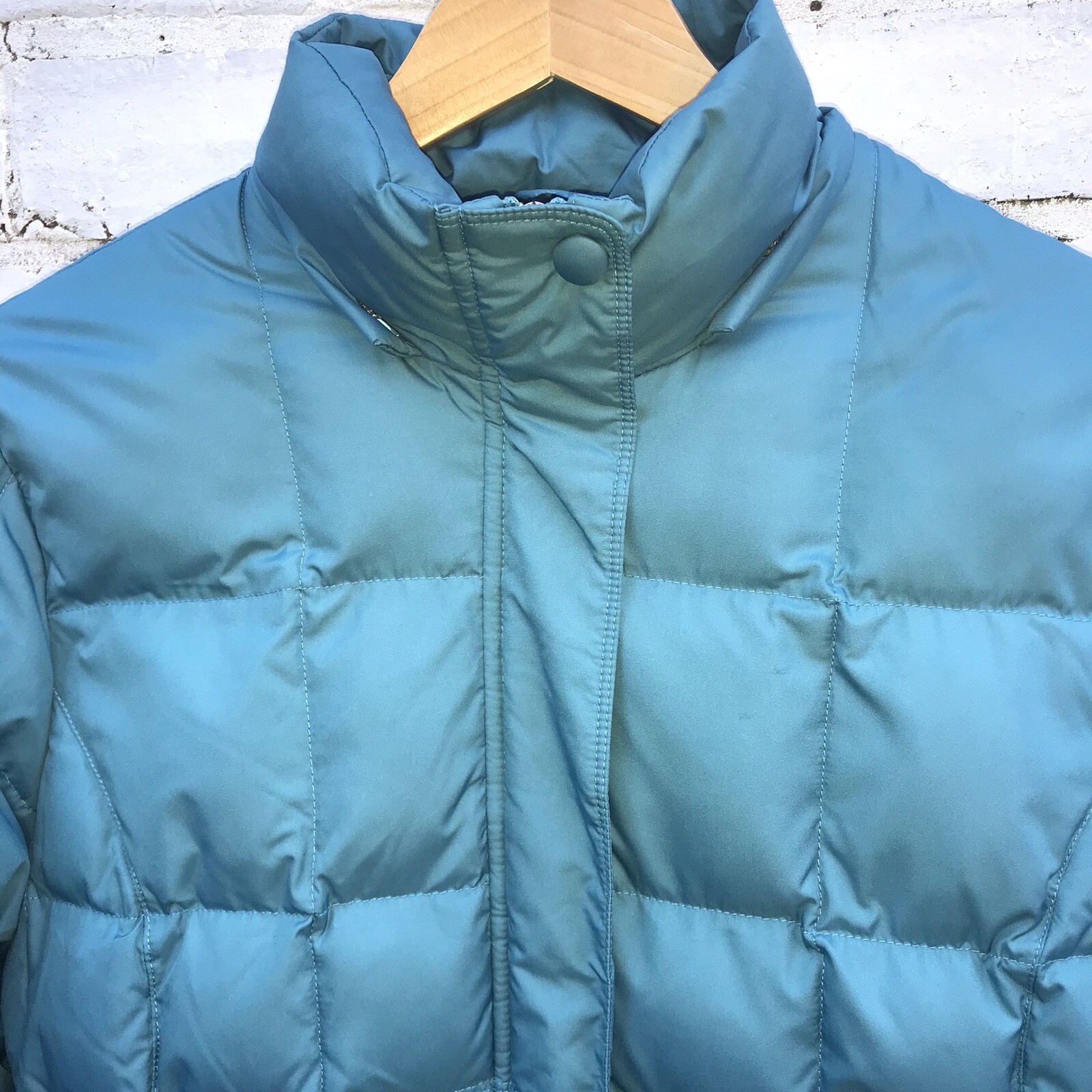 Ladies M&S Peruna Teal Blue Down Feather Puffer Quilted Jacket UK L