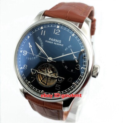 43mm Parnis Parnis Watch TOP 43mm PARNIS Blue Dial Black Strap