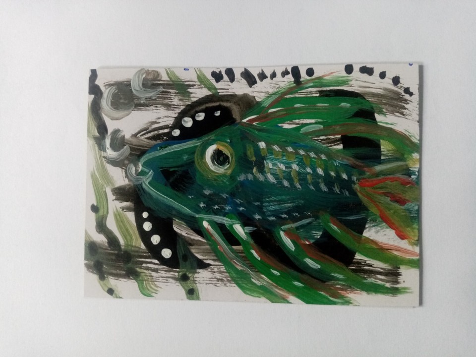 ACEO Original Abstract Painting Outsider Art,Fine Art Acrylic paintIng