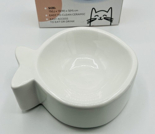 Fish Shaped Cat Bowl / Dish - White - New Bone China - 200 ml - New - Picture 2 of 6