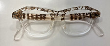 Vintage acrylic Plastic Eyeglass frame gold clear 44x16 5.25 temp