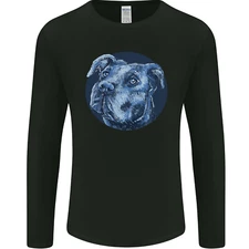 Pitbull Dog Portrait Mens Long Sleeve T-Shirt