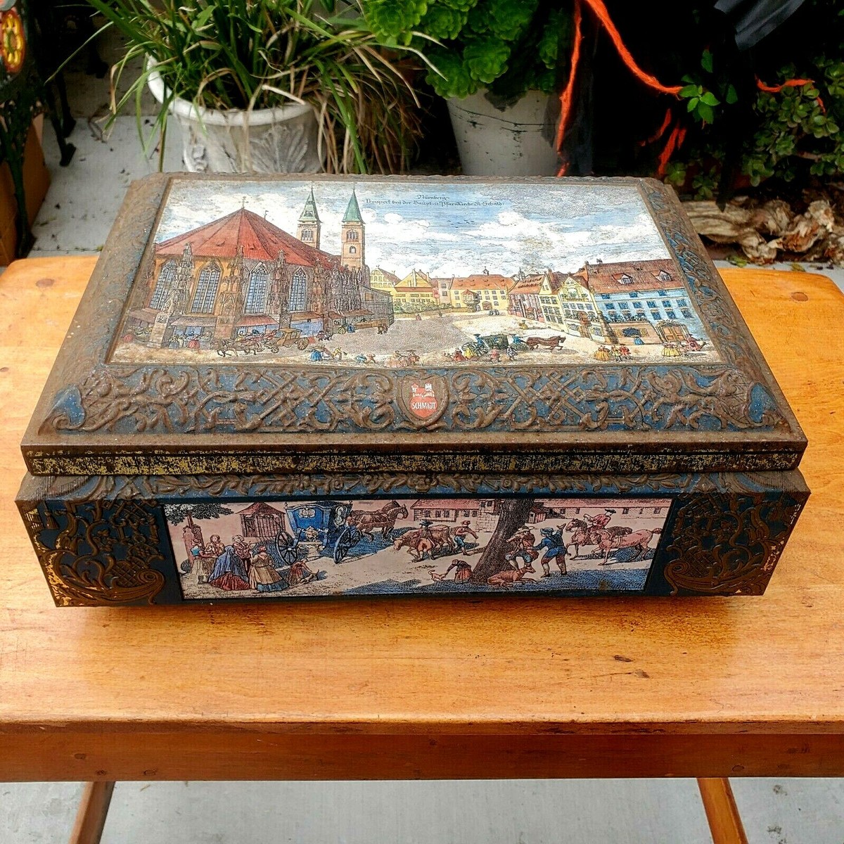 brillant samt ドイツniedieck 70'sヴィンテージ　超希少 Vintage 1992 Gingerbread Tin Embossed E.Otto Schmidt St. Sebald