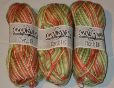 Lot of 3 Skeins, Cascade Cherub DK Yarn, 50 g, 180 yd, #522 Spring