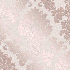  QUARTZ TRAIL ROSE GOLD METALLIC GLITTER DAMASK WALLPAPER FINE DECOR FD42204