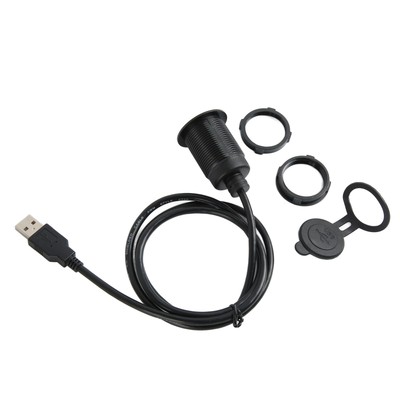 Dual USB 2.0 Male To USB 2.0 Female Waterproof Plug And Play Car Mount Flush Kit