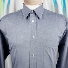 CANALI Italy Blue Ink Solid Texture Men Shirt Size 15