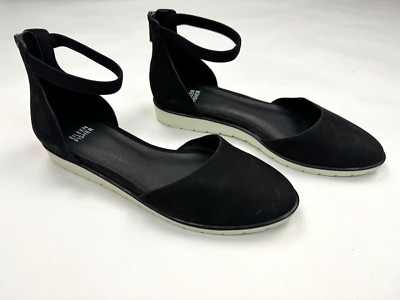 Eileen Fisher Emmet Ankle-Strap Ballerina Flat Women 9 NWOB Nubuck d'Orsay Black