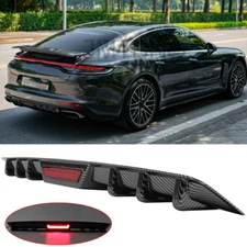 For Porsche Panamera 2010-2023 Carbon Rear Bumper Diffuser w/ LED Brake Light