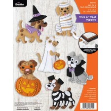 Bucilla Felt Ornaments Applique Kit Set Of 6 Trick Or Treat Puppies 89515E