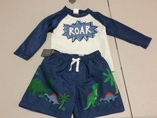 NWT Gymboree Infant Boys Rash Guard Shirt Dinosaur trunk Shorts Set UPF 50 
