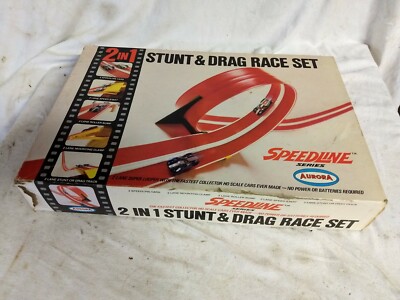 2 in 1 STUNT AND DRAG RACE SET AURORA SPEEDLINE SERIES track and box only