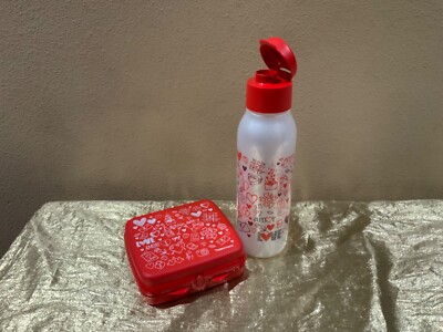 New Tupperware PERFECT LOVE SET of Sandwich Keeper and Eco Twist Bottle 750ml