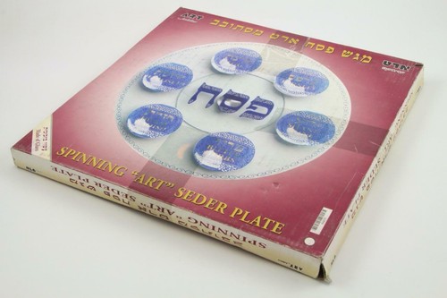 Arte Judaica Arte Fundido Vidrio Art Giratorio ""Arte"" Placa Seder en Caja - Imagen 10 de 10