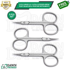 3 Pcs Curved 3.5 Cuticle Scissor Arrow Point Manicure Pedicure Instruments