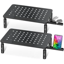 2 Pack Monitor Stand 3 Height Adjustable Desk Riser for Computer Laptop Printer
