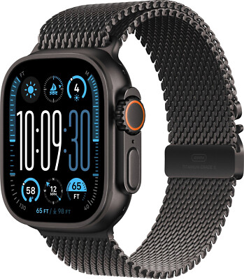 APPLE Watch Ultra 2 (2024) 49 mm Titangehäuse Milanaise Schwarz MX5V3FD/A B-WARE