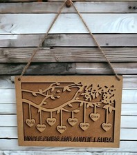 Tree plaque with stand and string. Personalised Heart's