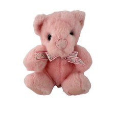 First  Main Beary Anne Pink Plush Teddy Bear 8" Stuffed Animal Yarn nose Bow