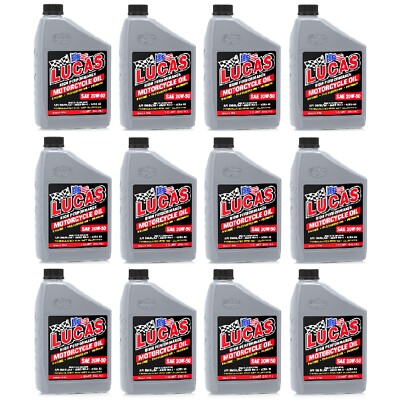 Lucas Oil Universal SAE 20W-50 Motorcycle Oil 1 Quart Bottles Set of 12 10700