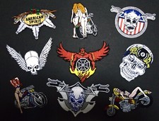 9 Biker Hat or Jacket Sew/Iron On Patches Excellent Condition 