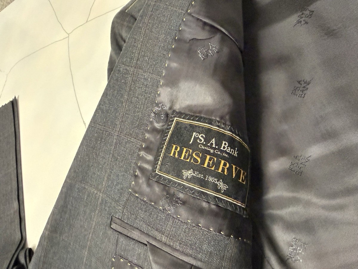 Jos. A. Bank Reserve Suit - 40R/34W - Luxury Italian Wool