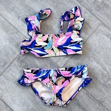 Raisins Girls Swimsuit Size 12 Two Piece Ruffle Floral Swim Set Kids